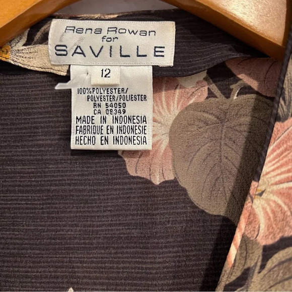 Vintage Rena Rowan Button Front Short Sleeve Brown Pink‎ Floral - Picture 6 of 6